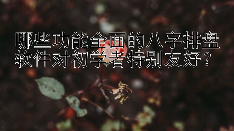 哪些功能全面的八字排盘软件对初学者特别友好？