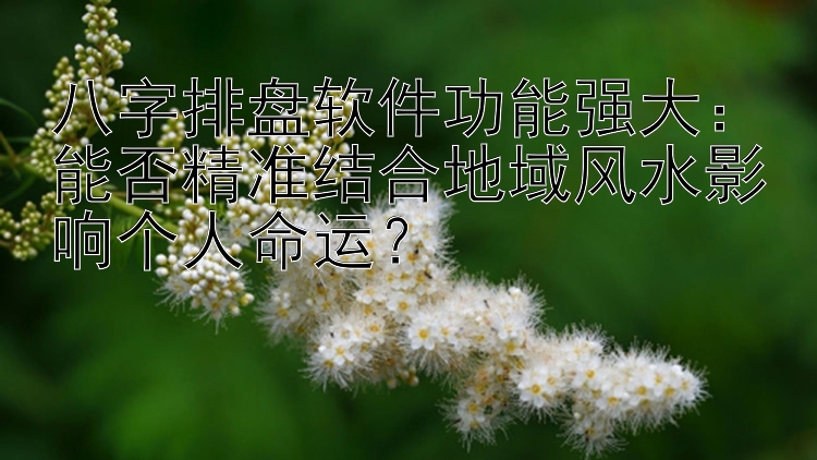 八字排盘软件功能强大：能否精准结合地域风水影响个人命运？