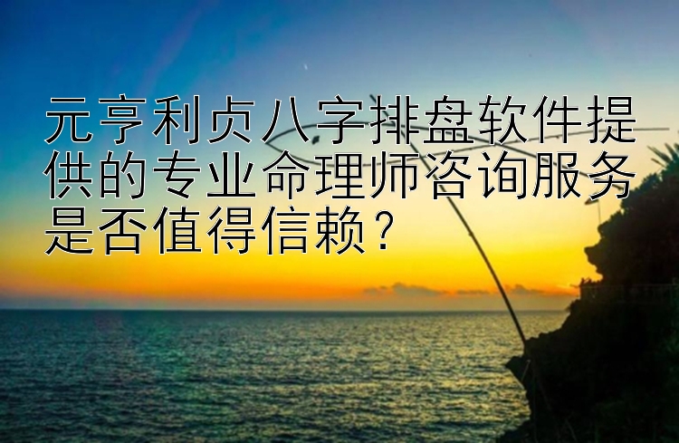 元亨利贞八字排盘软件提供的专业命理师咨询服务是否值得信赖？