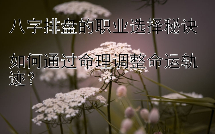 八字排盘的职业选择秘诀  
如何通过命理调整命运轨迹？