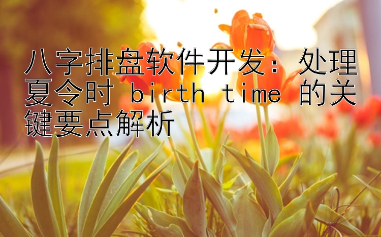 八字排盘软件开发：处理夏令时 birth time 的关键要点解析