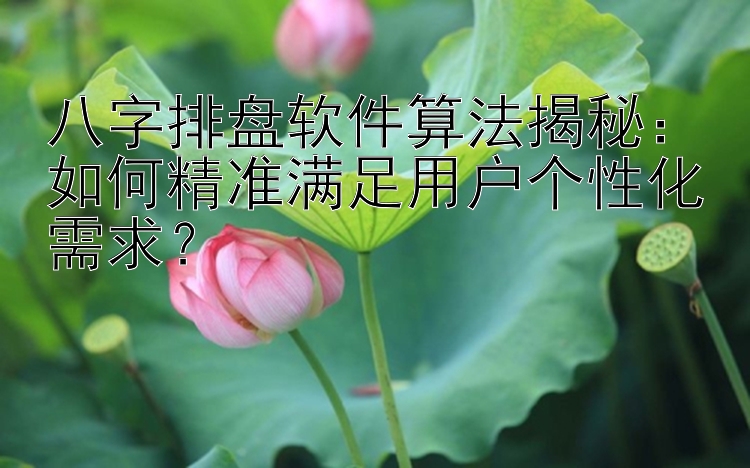 八字排盘软件算法揭秘：如何精准满足用户个性化需求？